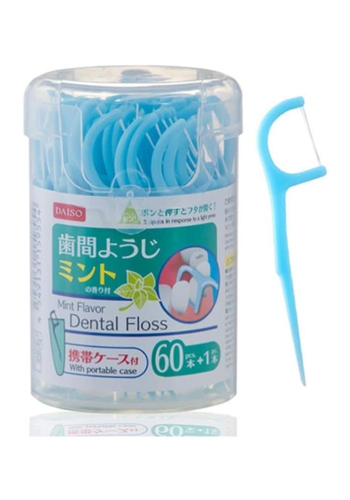 DAISO Dental Floss | Mint Flavor | 60 Pieces Pack | Easy Glide & Fresh Breath | Oral Care Essential - Image 1